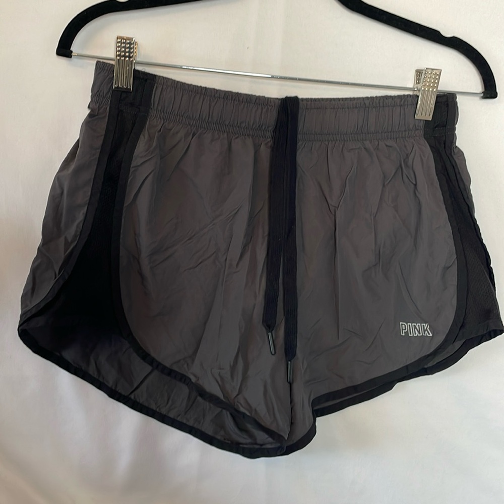 Pink Victoria secret‎ active black and gray shorts size medium inside drawstring